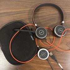 Jabra Evolve 40 Stereo Headset Black ENC010 USB 3.5mm Skype PC Mac Boom Mic