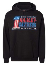 Harley-Davidson Men's Oath 1 RWB Pullover Fleece Hoodie, Solid Black