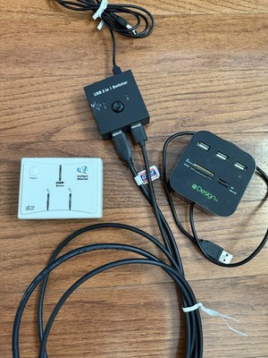 USB Hub Card Reader + USB Share Switch Lot Home Office Accessories Bundle