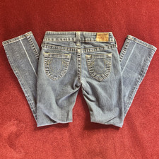 Vintage True Religion Women  s Medium Wash Blue Denim Skinny Low Rise Jeans