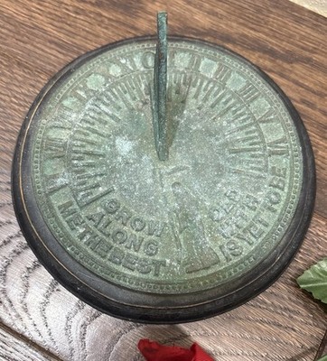 Vintage 6'' Brass Sun Dial By Flora And Fauna Father Time GROW OLD WITH ME Korea