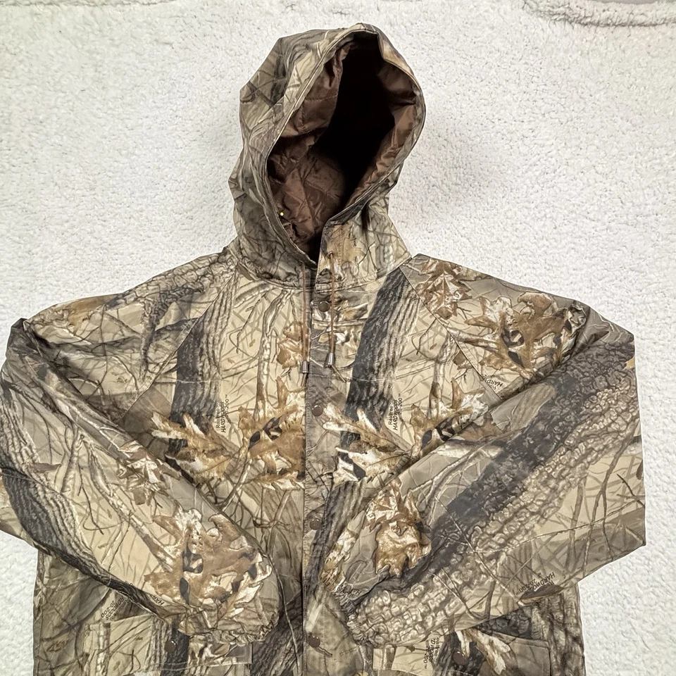 Stearns Camo Hooded Raincoat Jacket Coat Men XL Dry Wear Flannel Lined Real Tree - Image 4 of 4