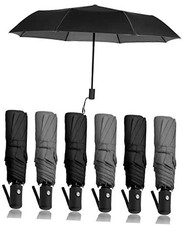 6 Pack Umbrella Bulk Windproof Travel for Rain Automatic Open and Black, Gray