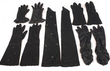 Lot 13 - 5 Pairs of Black Vintage Womens Dress Up Fashion and Opera Gloves