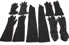 Lot #13 - 5 Pairs of Black Vintage Womens Dress Up Fashion and Opera Gloves