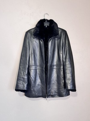 Wilson s Leather Pelle Studio Women s Black Leather Removable Rabbit Fur Jacket