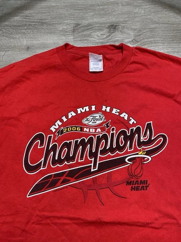 Vintage Miami Heat T Shirt Mens Large Red NBA Finals Champions 2006 Y2K