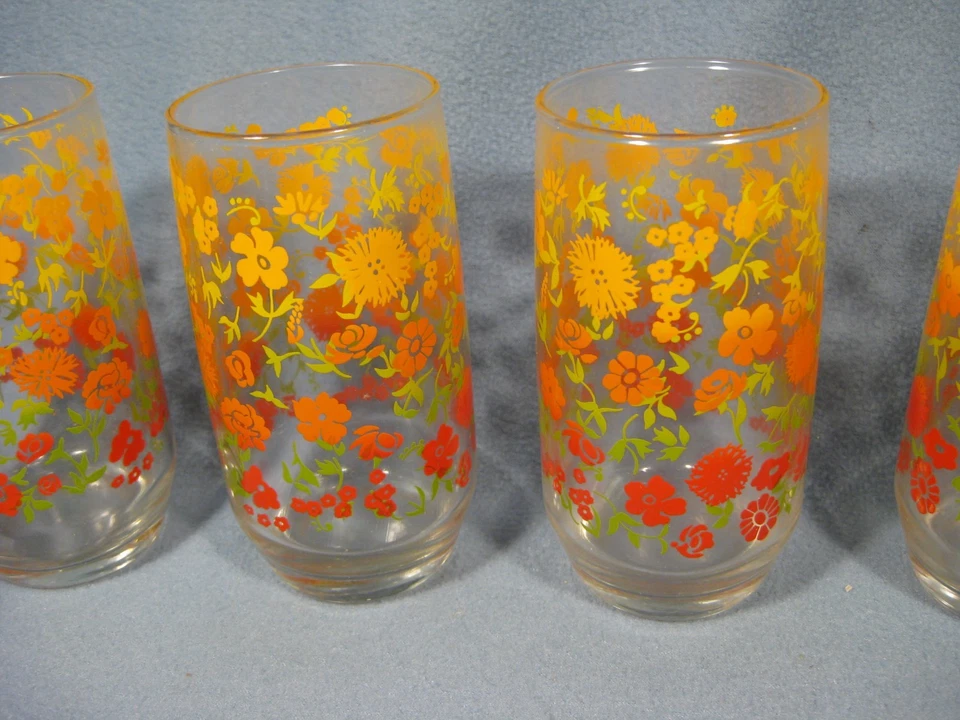 Juego de caja de vasos de colección 8 flores ancla en cuclillas naranja rojo amarillo Foto 3 de 4