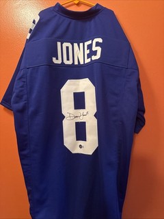DANIEL JONES Autographed Signed Custom Jersey New York Giants Blue Beckett COA
