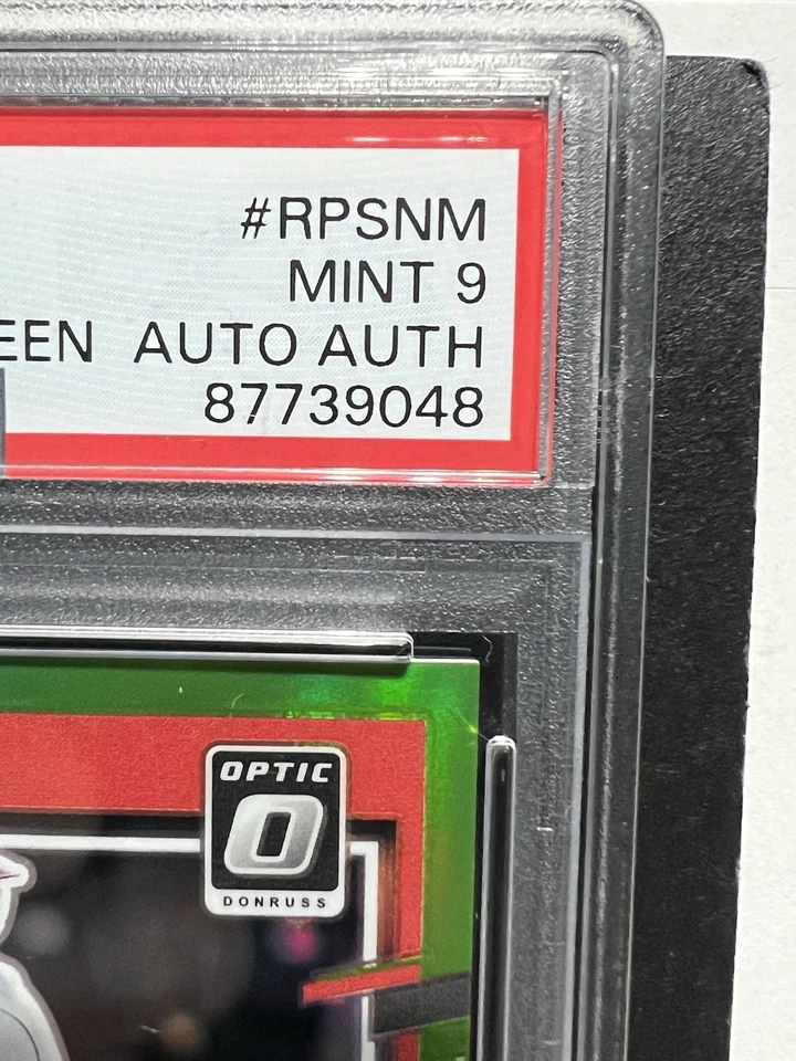 Noelvi Marte 2023 Donruss Optic Rated Prospect RC Auto Lime Green /50 PSA MINT 9 - Image 3 of 4