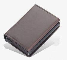 Slim Minimalist RFID-Blocking Leather Card Wallet, Holds Multiple Cards, Pocket