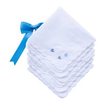 6 Pack of Ladies Embroidery Cotton Handkerchiefs Lace Border White Hankies