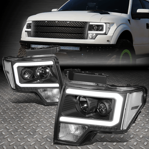 [LED DRL] FOR 09-14 FORD F150 F-150 BLACK CLEAR PROJECTOR HEADLIGHT HEAD LAMPS - Picture 1 of 11