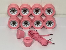 8 Pink Roller Skate Wheels Indoor 60mm w/ Bea...