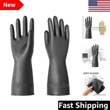 Heavy Duty Chemical Resistant Latex Gloves - Waterproof Flexible, Adult Sizes
