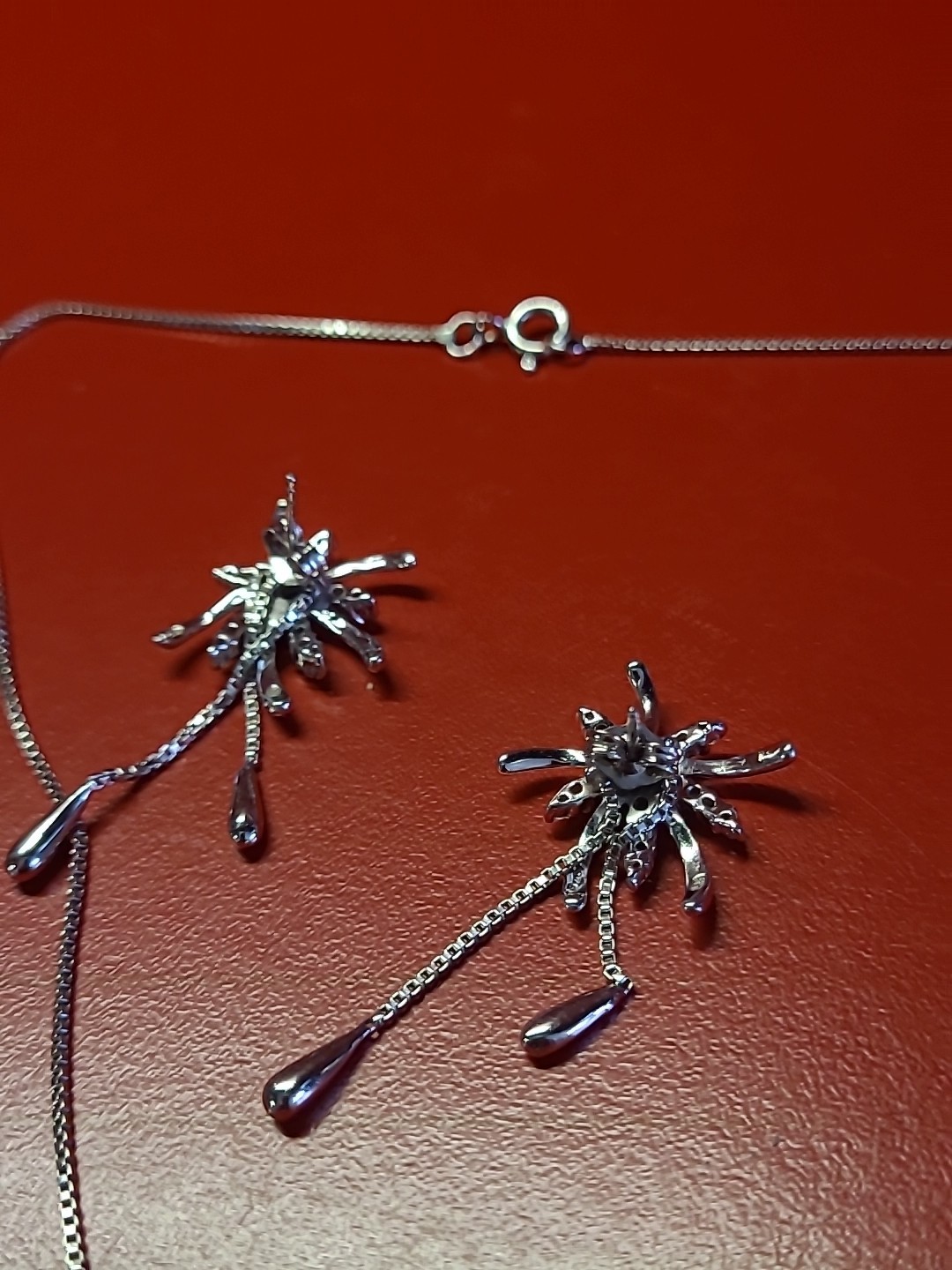 Beautiful Solid Silver Necklace and Earrings Jewe… - image 7