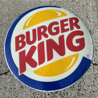 Vintage 36  Burger King Restaurant Button Sign - plastic face only