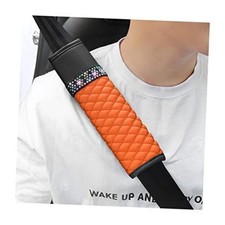 2 Pcs Auto Seat Belt Cover, Breathable Leather Shoulder Pads Protect orange