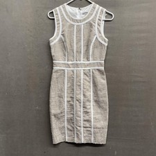 Calvin Klein Dress Womens Small Sleeveless Sheath Textured Trim Fitted Career