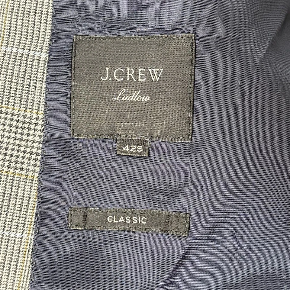 Blazer formal J.Crew para hombre abrigo deportivo a cuadros gris calce clásico 42S Foto 4 de 4