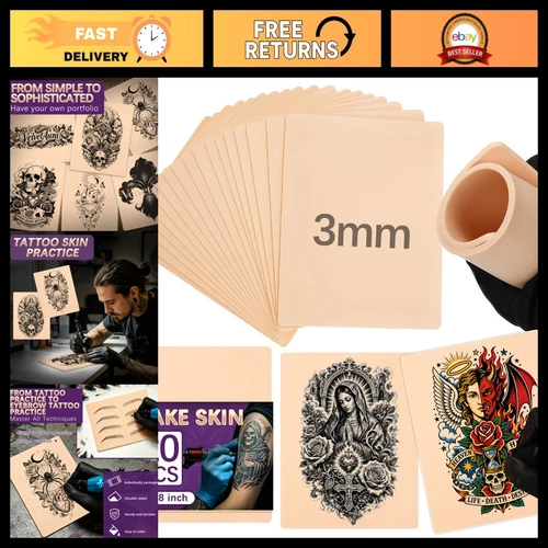 3mm Blank Fake Skin - Double Sided Tattoo Practice Skin for Artists & Beginners - product listing photo
