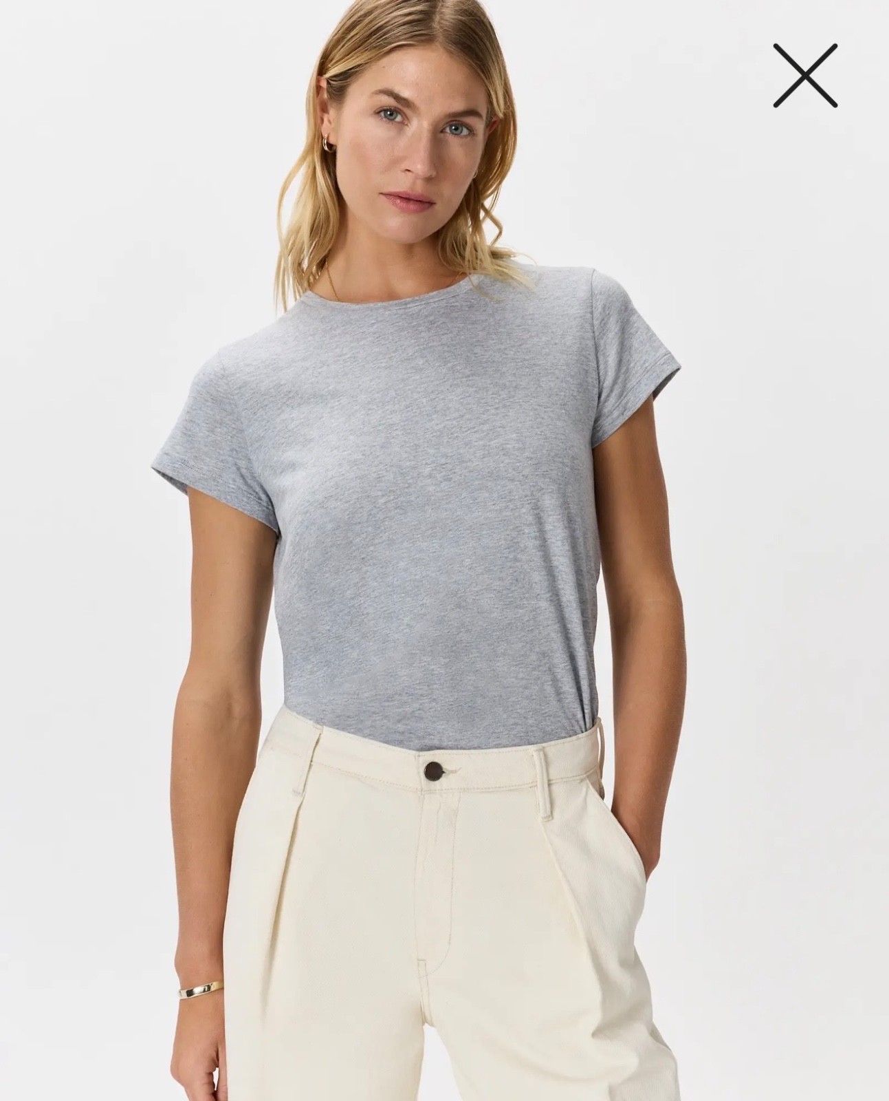 New Quince Top Womens S Cotton Modal Crew  Tee Grey color Most Comfortable Te