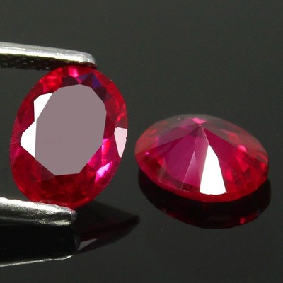 Natural Certified Mogok Pigeon Blood Red Ruby 8x6 MM Oval Pair Unheated Gemstone