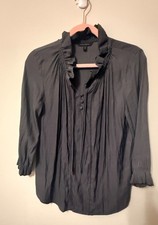 Banana Republic Gray Long Sleeve Blouse with Ruffle Collar - XS
