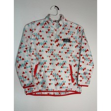 Eddie Bauer Kids M 10/12 Fleece Quarter Zip Pullover Geometric Triangle Red