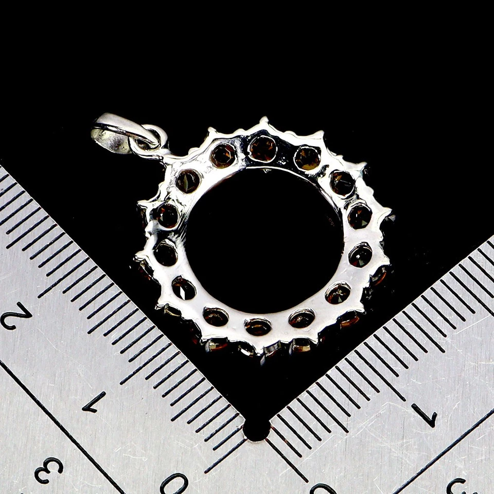 Pendente In Argento Sterling 925 Rotondo Citrino 3.5mm Gemma Naturale Gioielli - Immagine 3 di 4