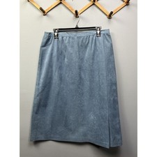 Abe Schrader Skirt Womens size 14 Blue Faux Suede Pockets Union Made