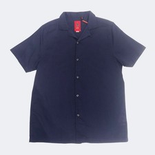 Image of Luke 1977 Men's Shirt Navy Havanah SS Casual Collar BNWT Resort Button Plain Top