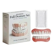Silicone Denture Kit Veneers Dental Tooth Cover Snap False Teeth Care Brightenin