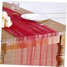 Pearl Tulle Table Runner Fabric: 10ft Valentines Veil 1 Pcs 29x120 Inches Red