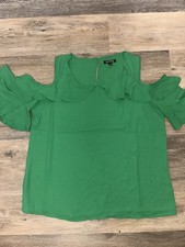 Roz & Ali Women’s Green Cold Shoulder Sleeve Blouse Size L