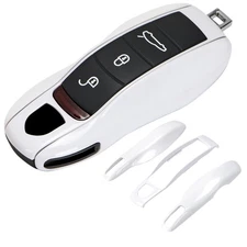 Porsche Key Fob Shell Replacement - 3-Piece Painted Key Cover, White