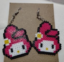 My Melody Perler Bead Earrings Pixel Art