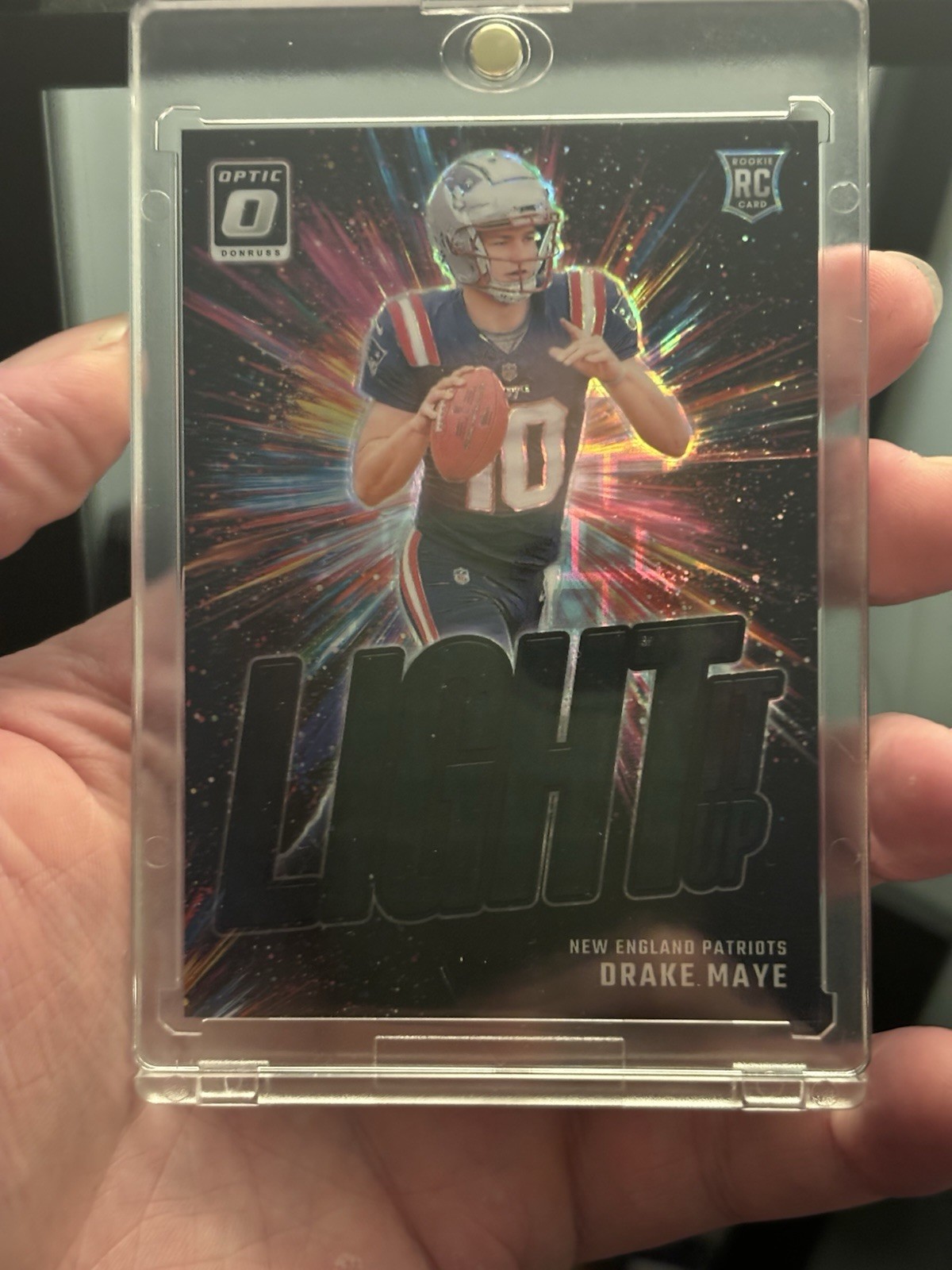 2024 Panini Donruss Optic Light It Up Drake Maye #7 Black Pandora Prizm /25 (RC)