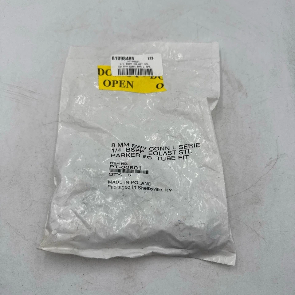 Parker 8mm SWV CONN L Series Tube Fitting 1/4 BSPP PT00501 EOLAST STL Pack of 5 - Image 2 of 4