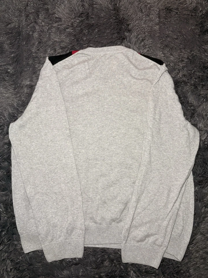 Men’s Structure XXL Argyle Sweater V-Neck Gray/Red/Black Classic Knit - Image 3 of 3