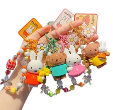 New Miffy Boris Key Fob Keychain Charm Bag Holder Skirt Flower Clip Bead Beaded