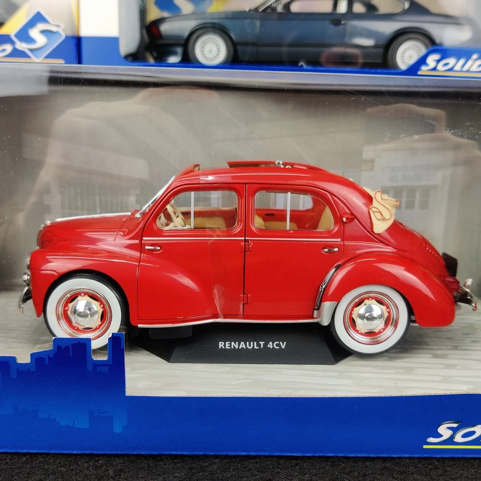 AUTO SOLIDA RENAULT 4CV CONVERTIBILE ROSSA 1951 1:18 NUOVA SCATOLA S1806603 - Immagine 3 di 4