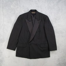 Brooks Brothers Mens 40S Tuxedo Jacket Black Wool Double Breasted Peak Lapel