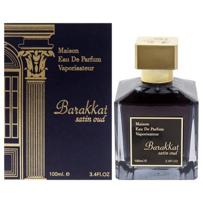 Fragrance World Barakkat Satin Oud Eau de Parfum for Unisex, 3.4 Oz