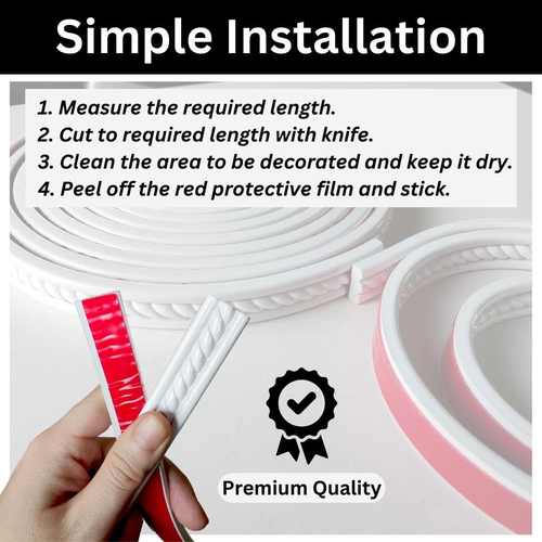Peel and Stick Molding Trim Self Adhesive Flexible Wall Trim Crown Molding 3D St - Picture 5 of 12