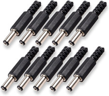 10-Pack 5.5Mm X 2.5Mm DC Socket Male Barrel Jack, Solder on DIY Custom Power Plu
