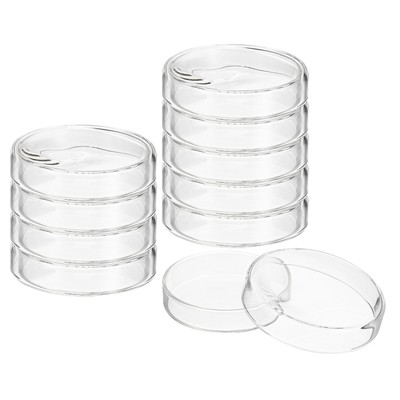 75mm hohe Petrischalen aus Borosilikatglas mit Deckel, 10er-Pack Petriplatten