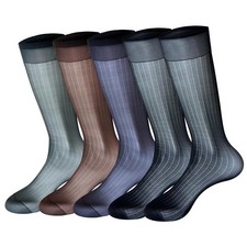 5 Pack Sheer Dress Socks Men Nylon Ultra Thin Calf Silky Transparent Lightweight