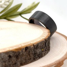 9mm Black Tungsten Carbide Band For Christmas Brushed Finish Stepped Edge Ring