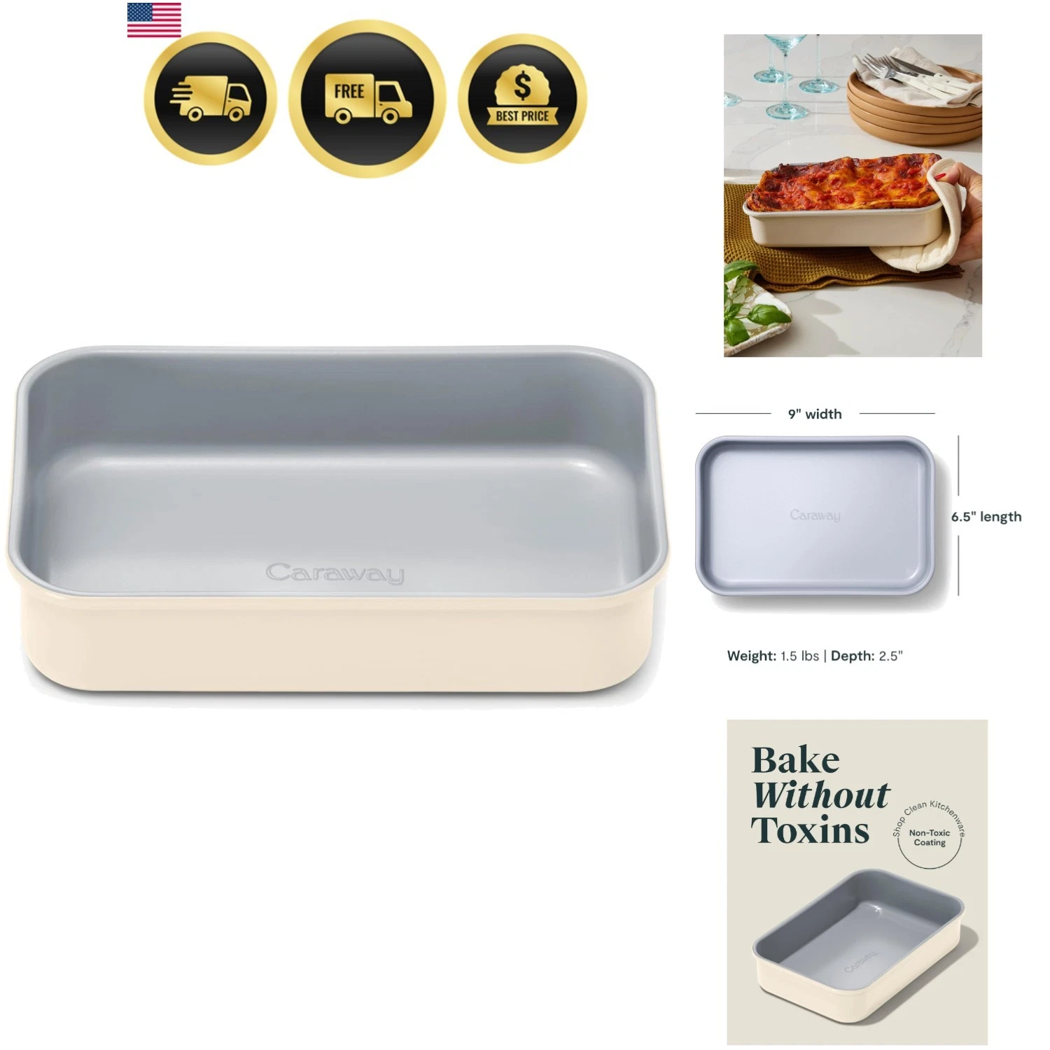 Nonstick 9” x 6.5” Small Rectangle Baking Pan – Non-Toxic, PTFE & PFOA Free –...
Opens in a new wind